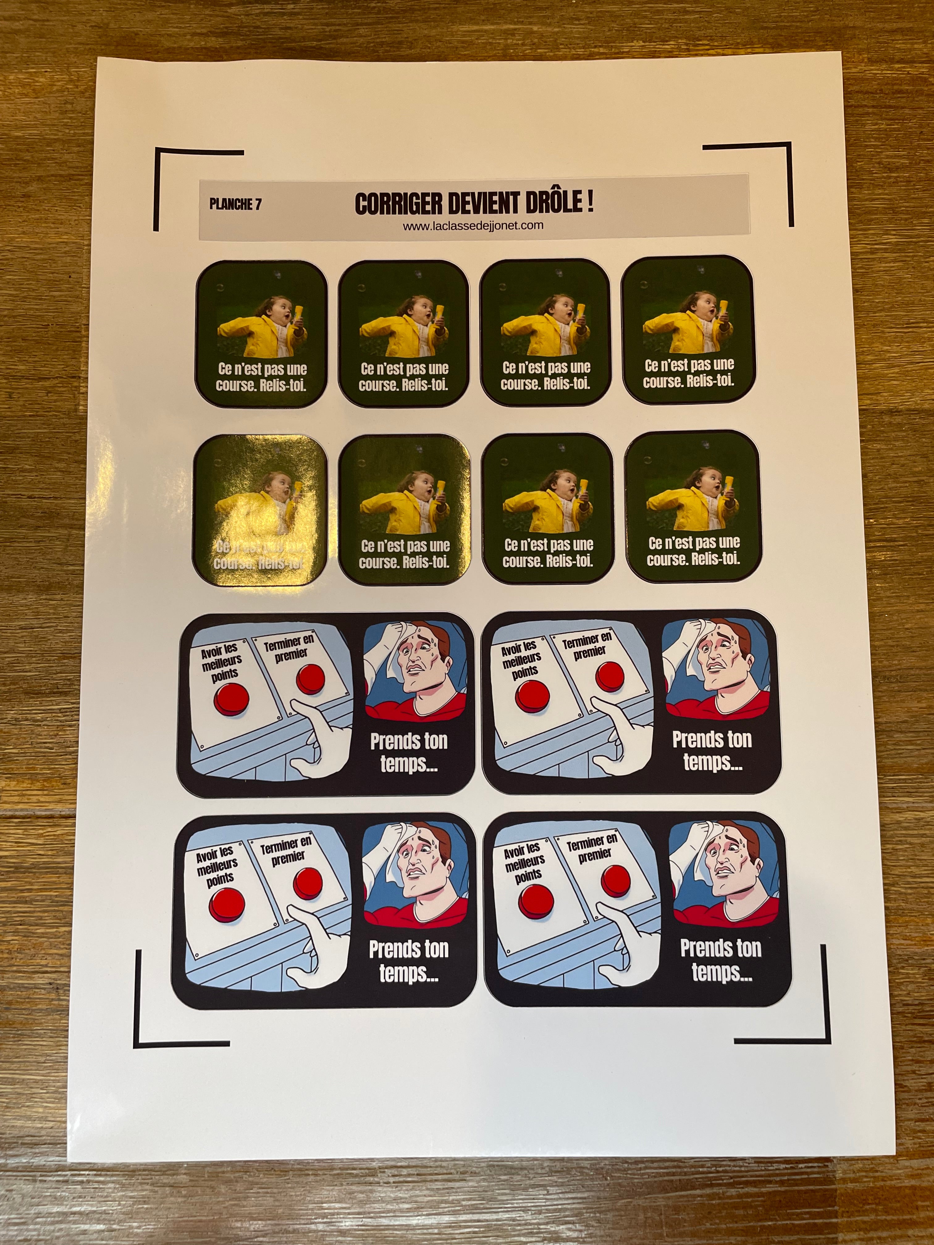 Stickers "corriger devient drôle" - Planche 7 : rapidité