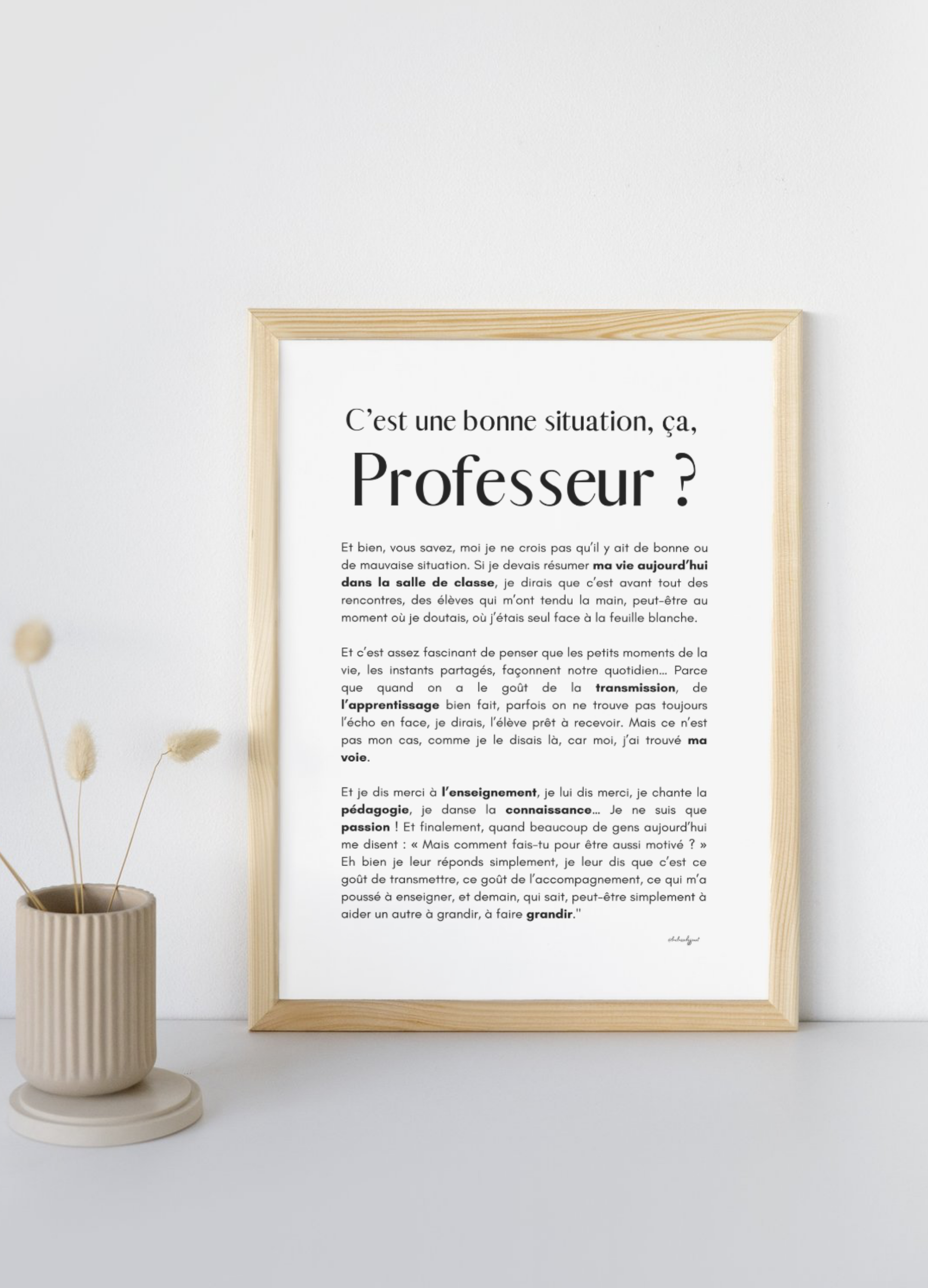 Affiche "C'est une bonne situation, ça, professeur ?"