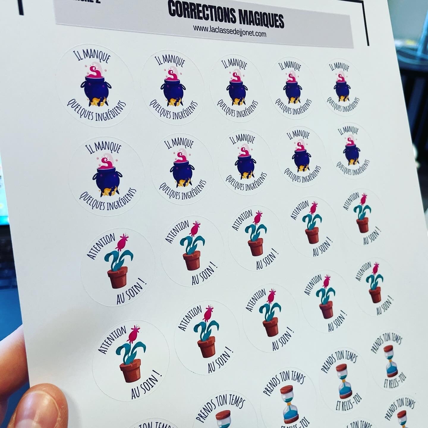 Stickers "corrections magiques" - Planche 2