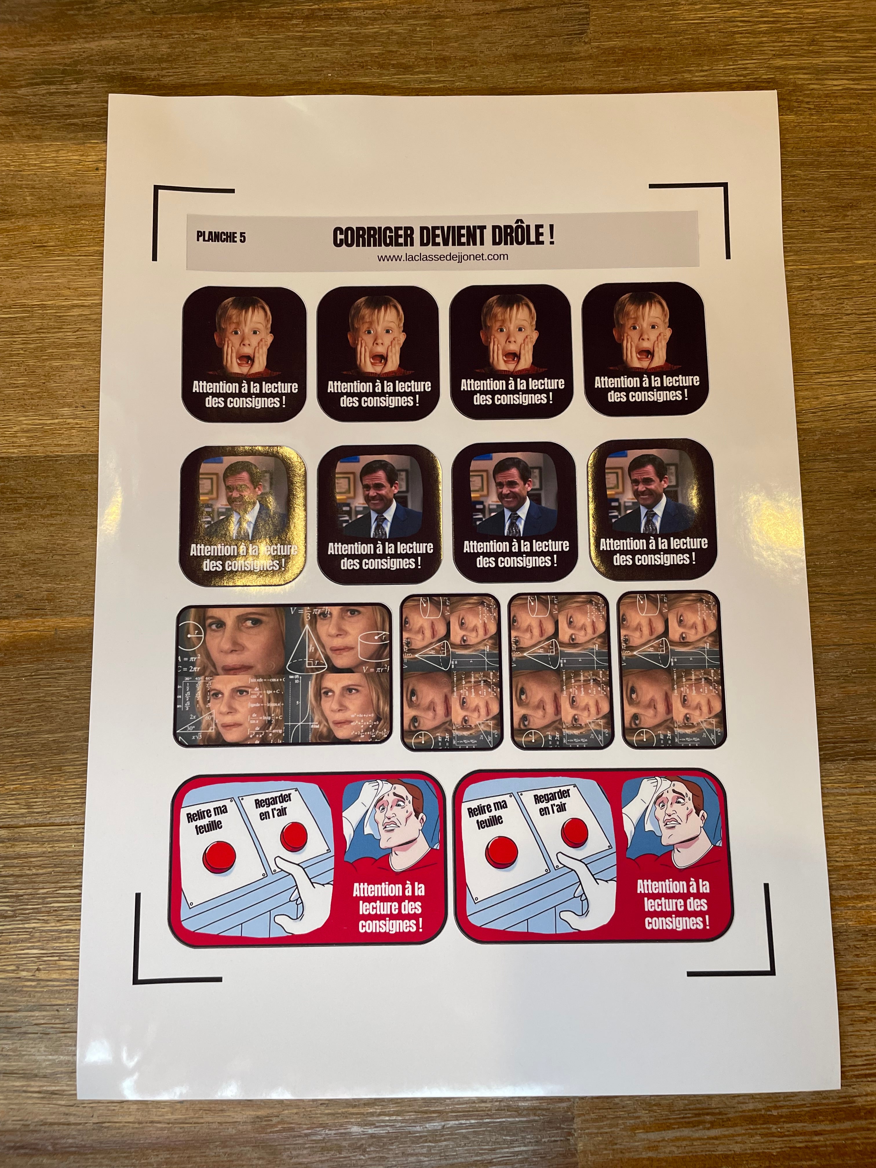 Stickers "corriger devient drôle" - Planche 5 : lecture des consignes