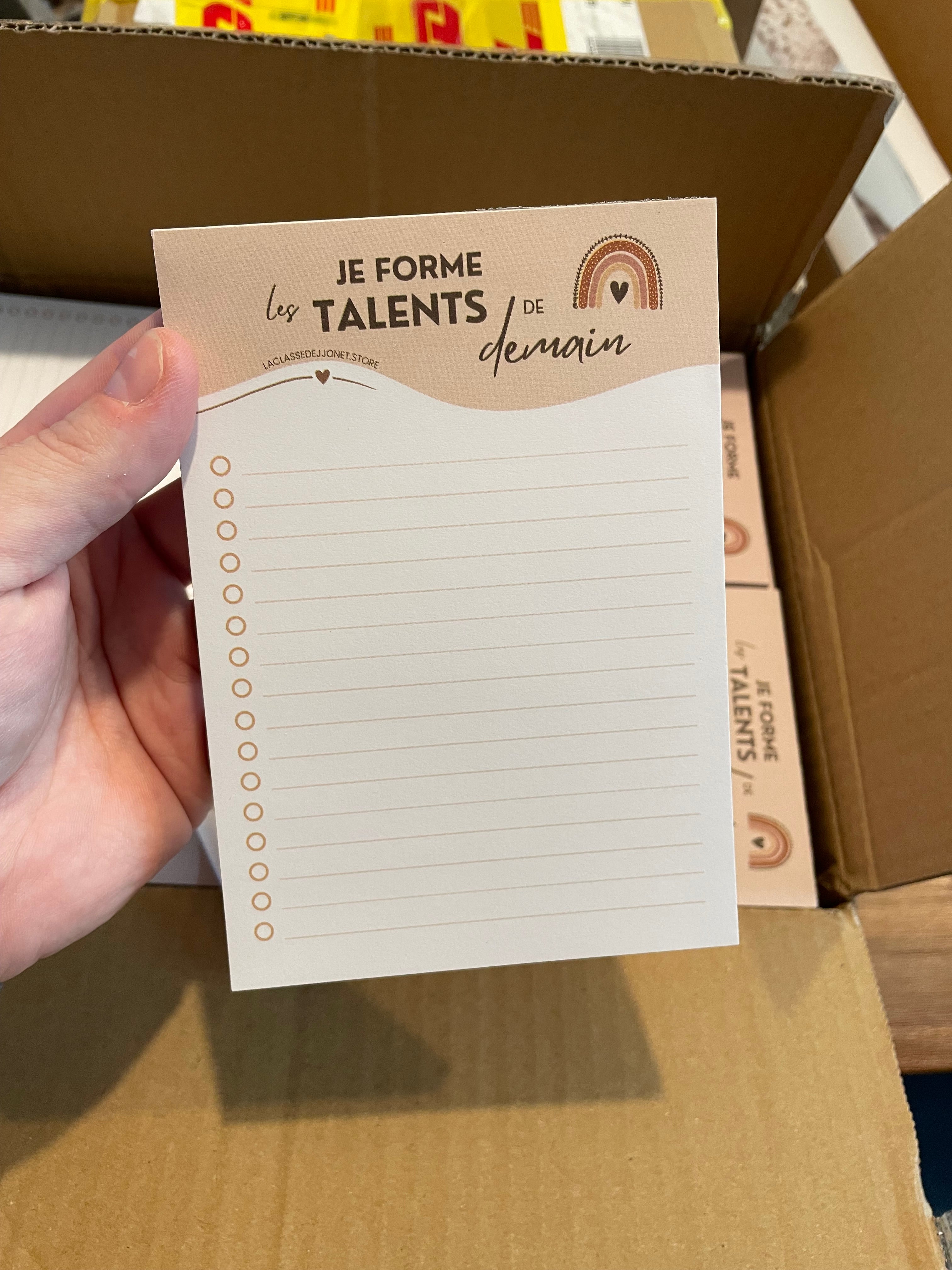 Bloc-notes : je forme les talents de demain