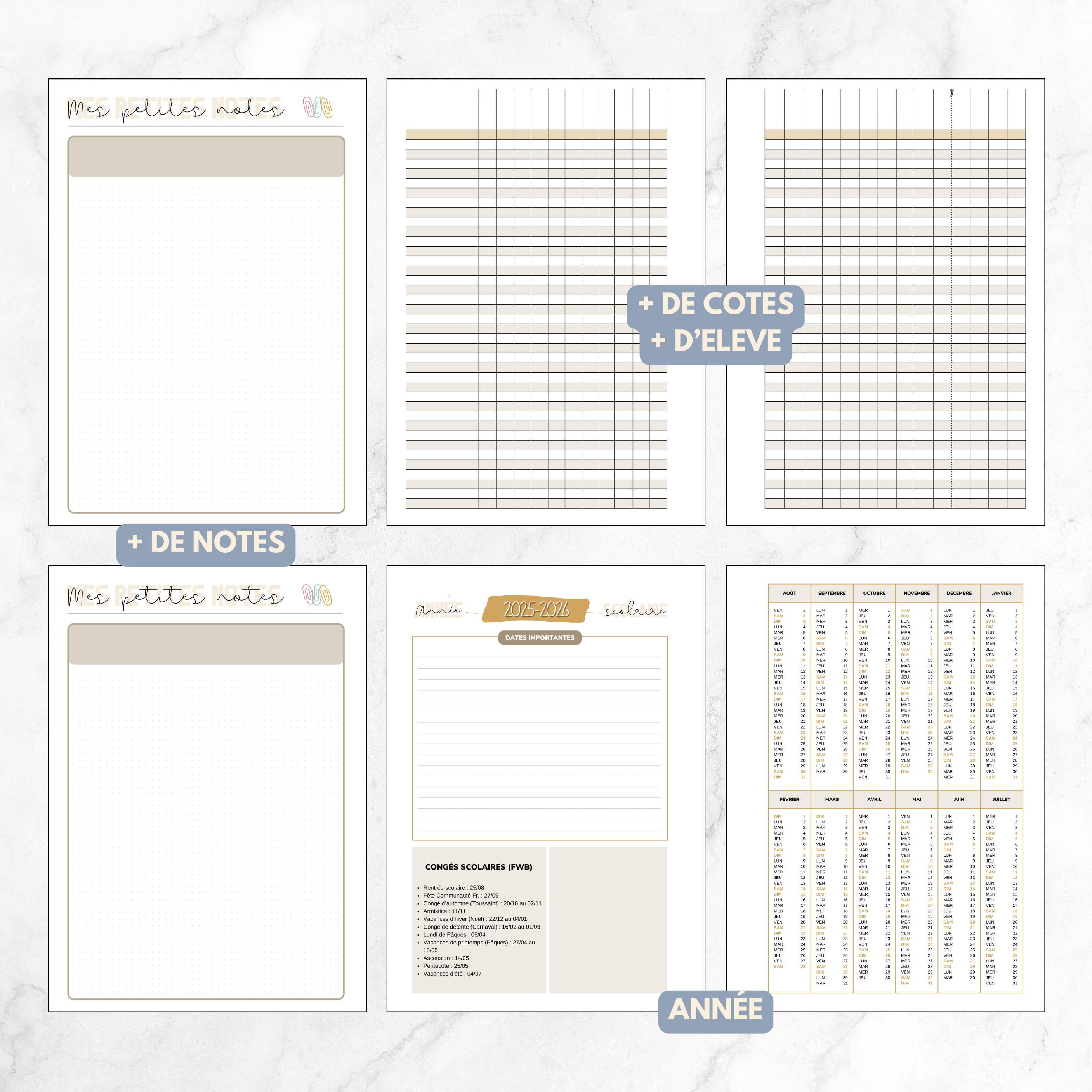Agenda de l'enseignante SELENA