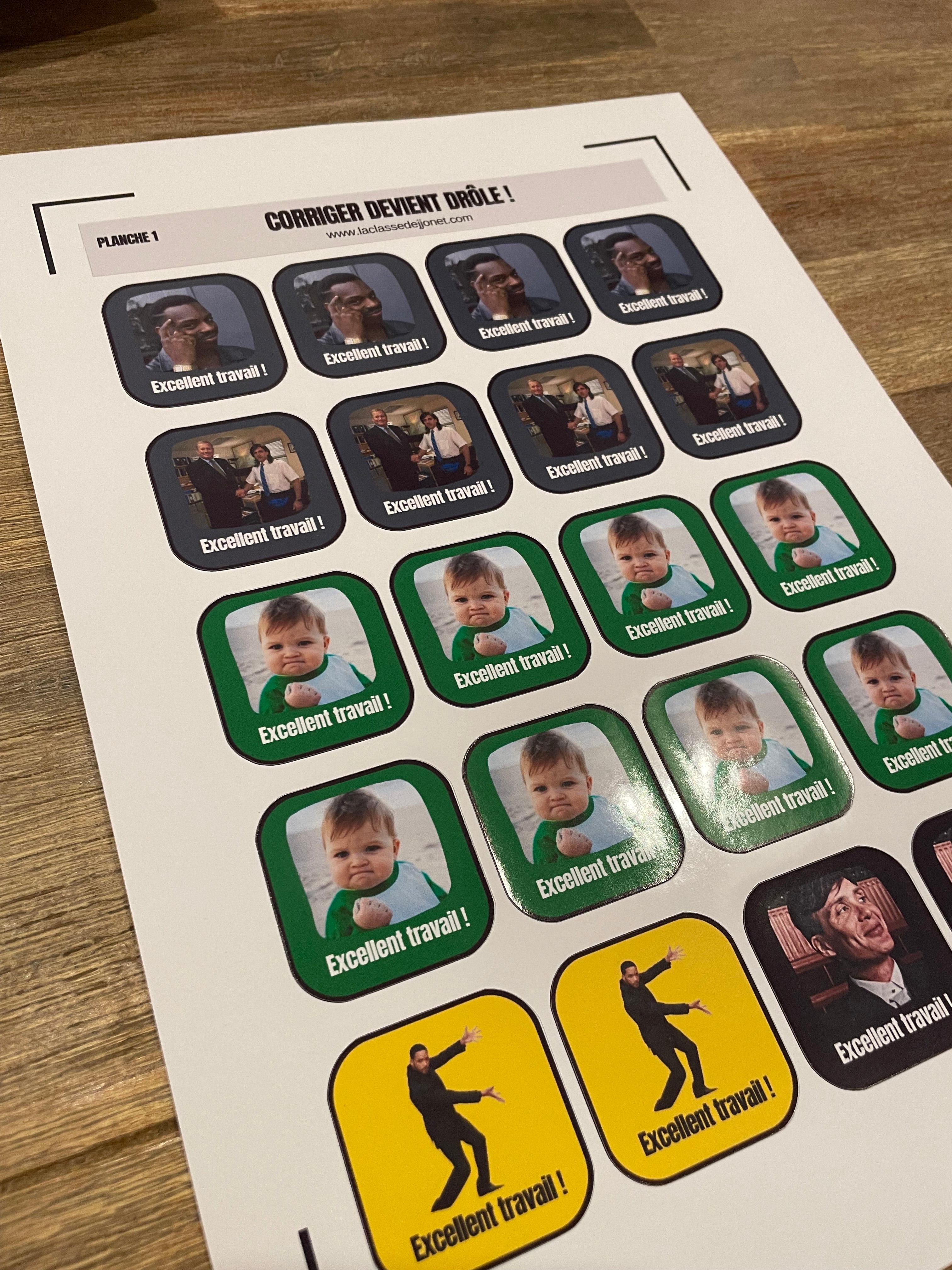 Stickers "corriger devient drôle" - Planche 1