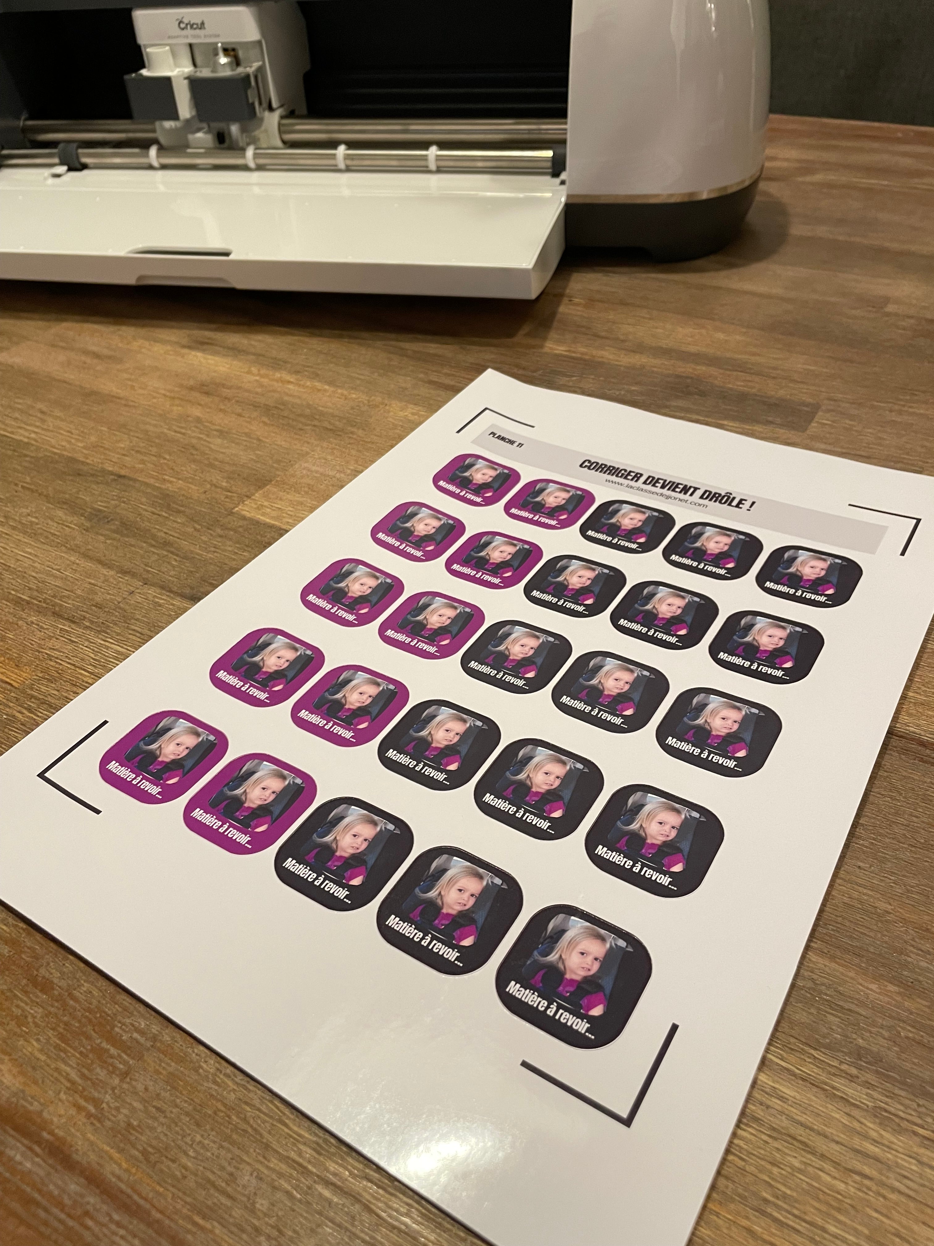 Stickers "corriger devient drôle" - Planche 11 : matière à revoir