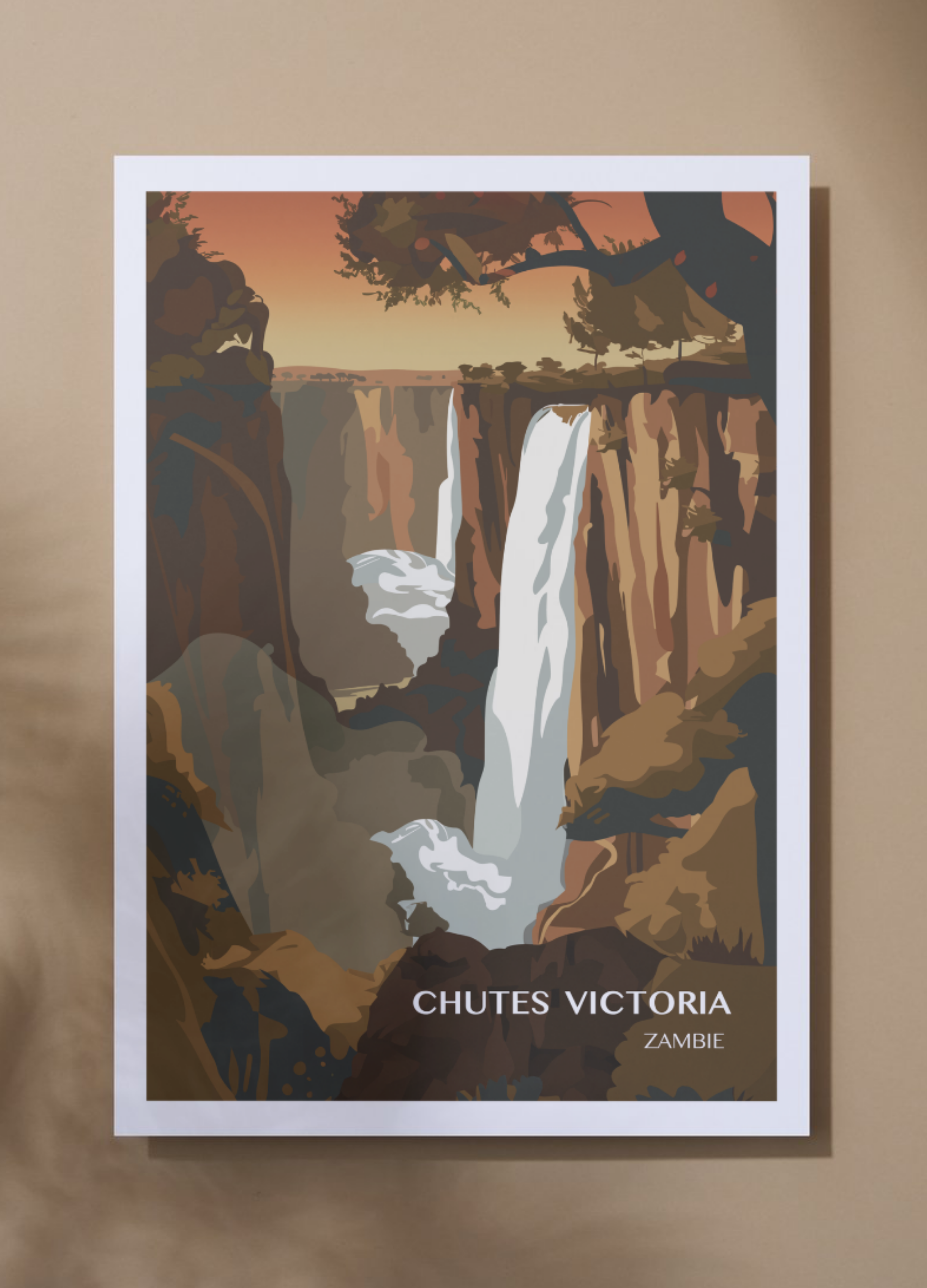 Affiche voyage - Chutes Victoria 🇿🇲