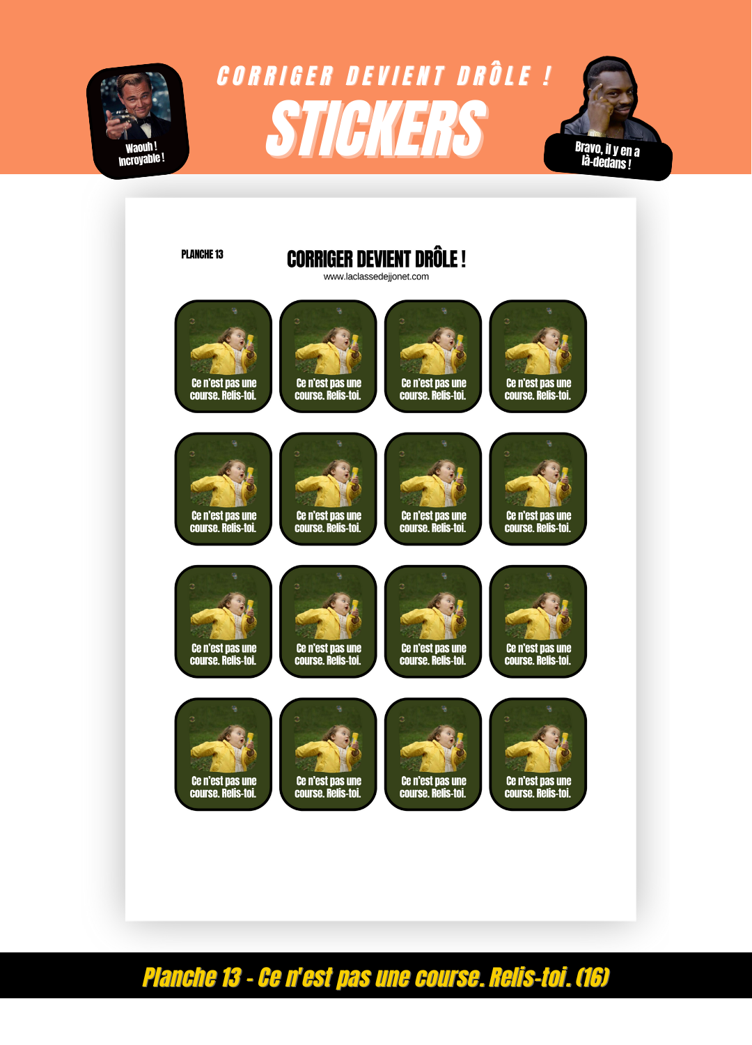 Stickers "corriger devient drôle" - Planche 13 - ce n'est pas une course