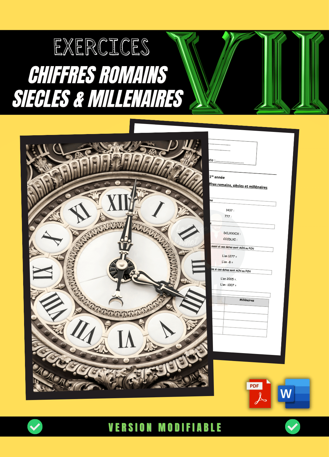 Les chiffres romains - Exercices (PDF)