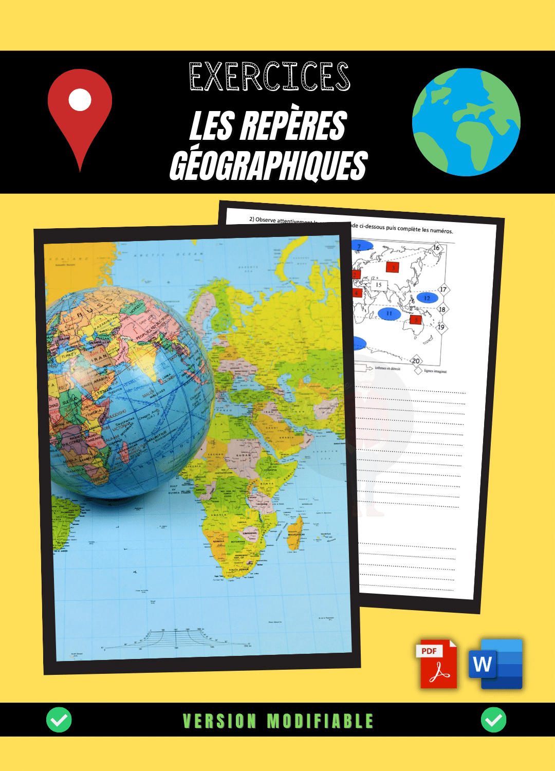 Les repères géographiques - exercices (PDF)