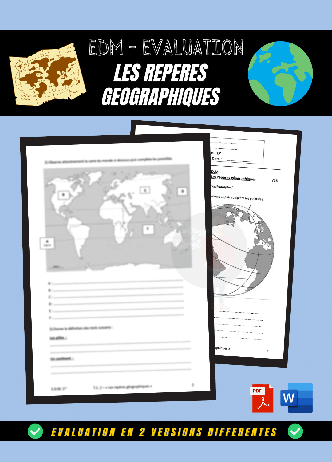 Les repères géographiques - évaluation (PDF)