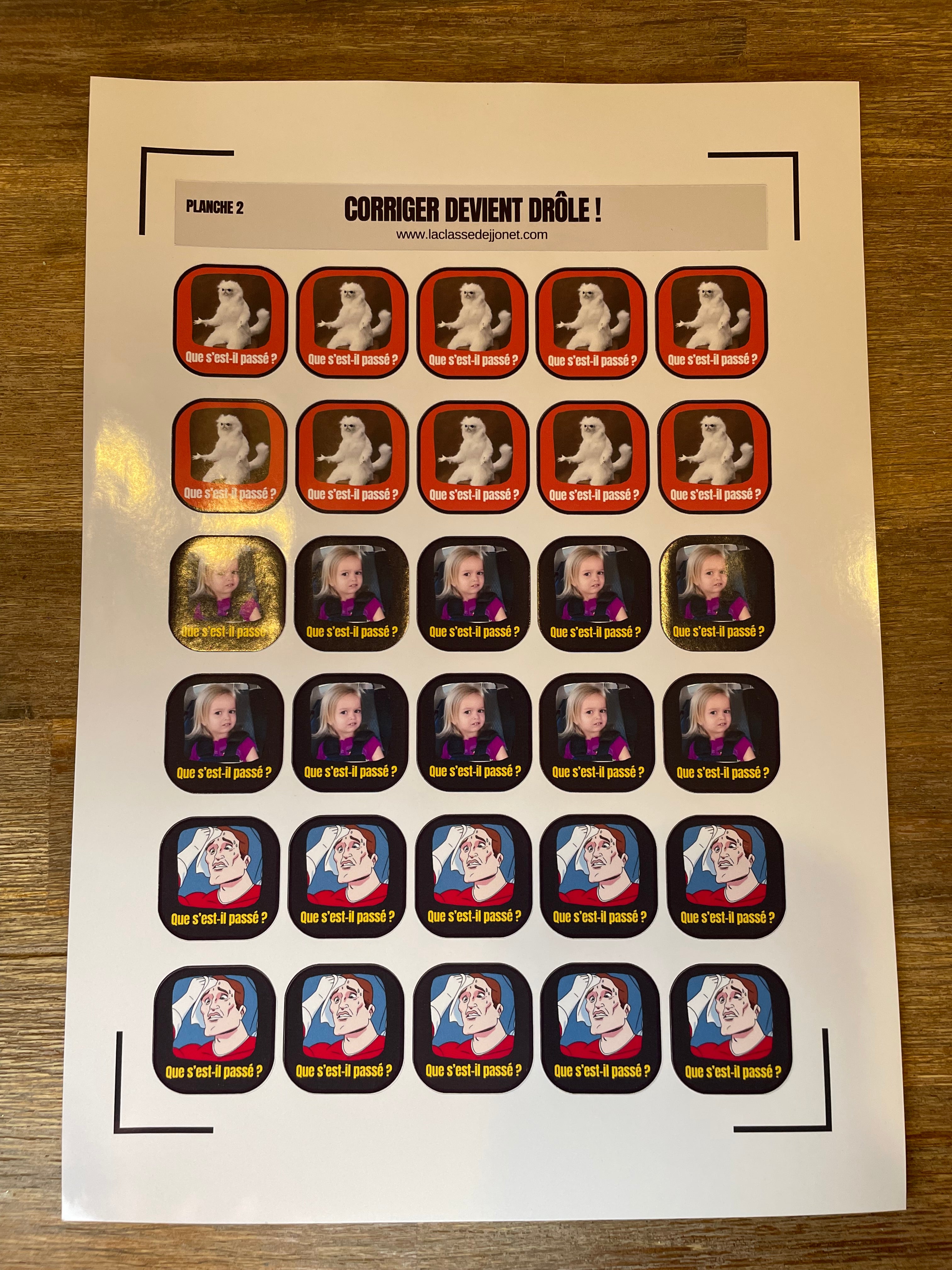 Stickers "corriger devient drôle" - Planche 2 : Que s'est-il passé ?