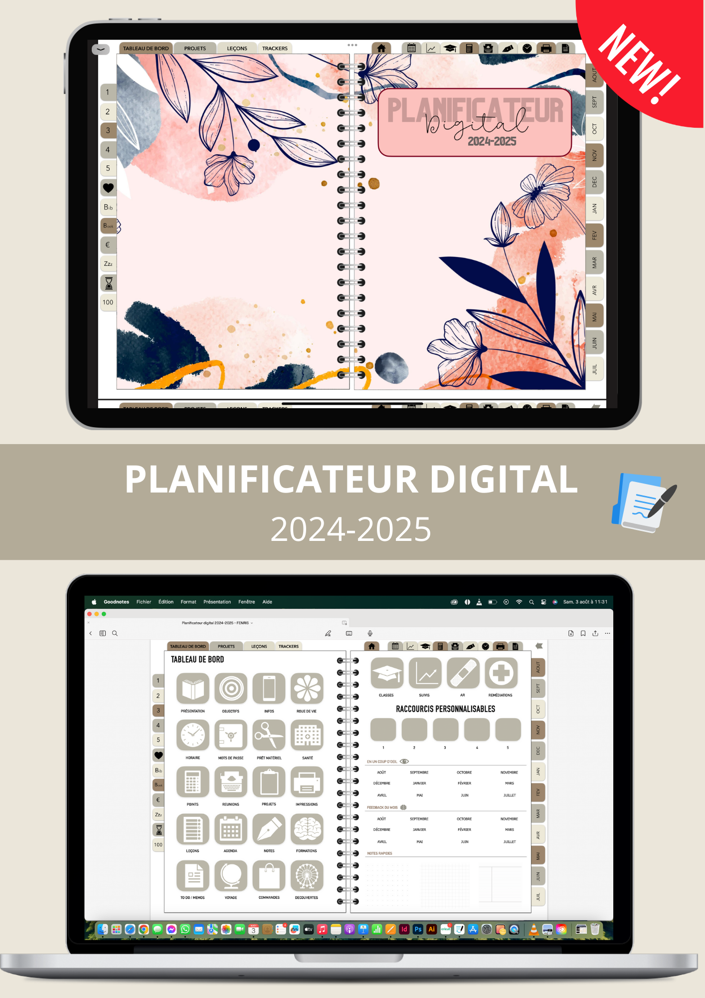 Planificateur digital enseignant 2024/2025 - ROSE