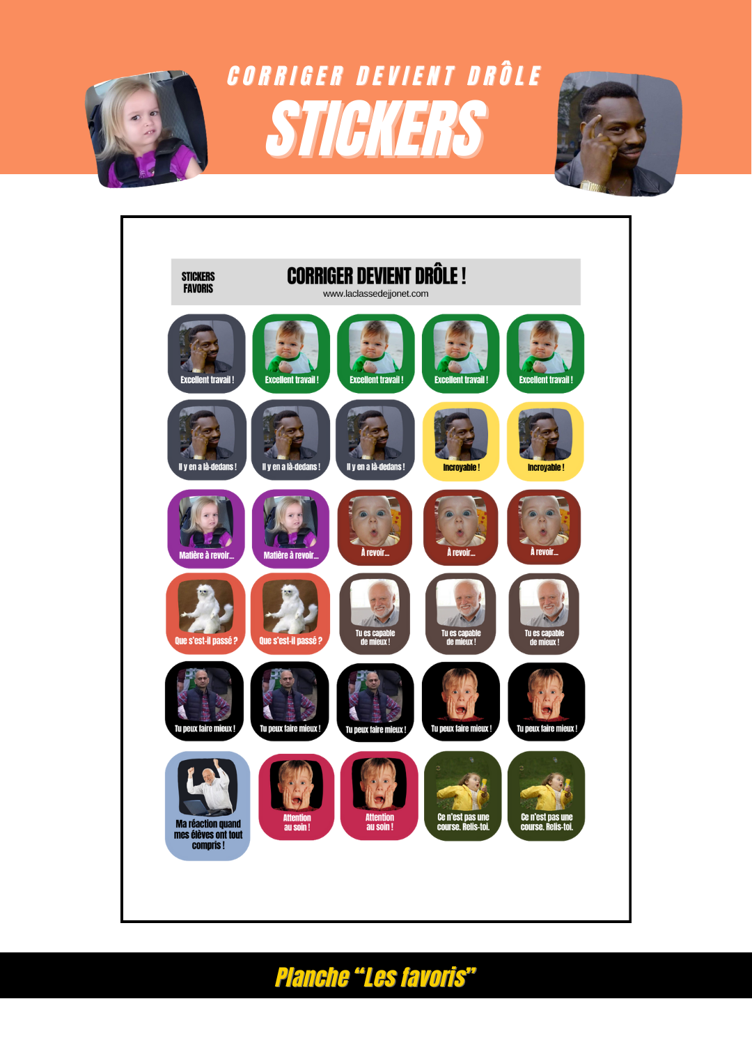 Stickers Mèmes célèbres (pack 5 planches)