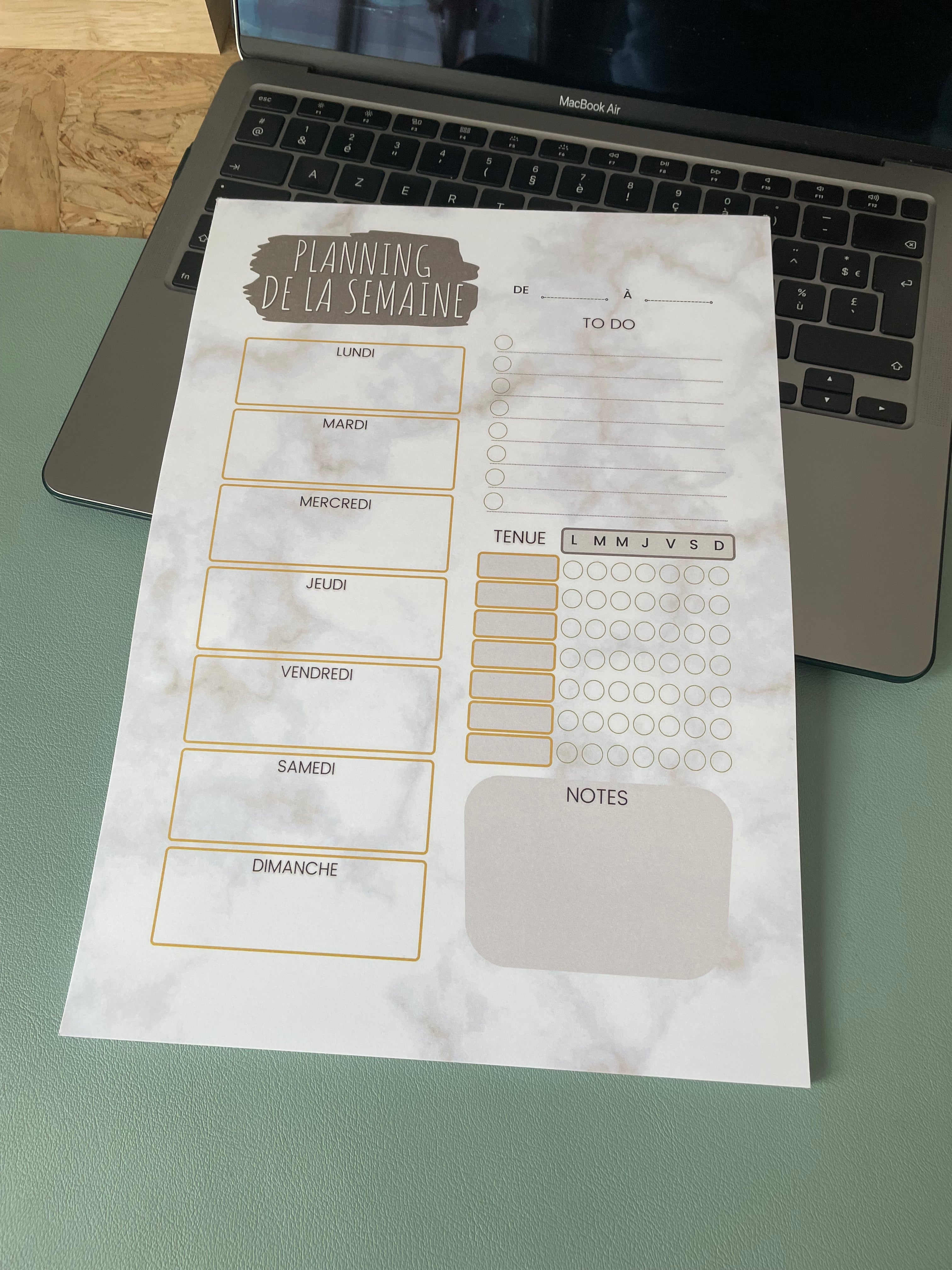 Bloc-notes organisation A4 - MARBRE