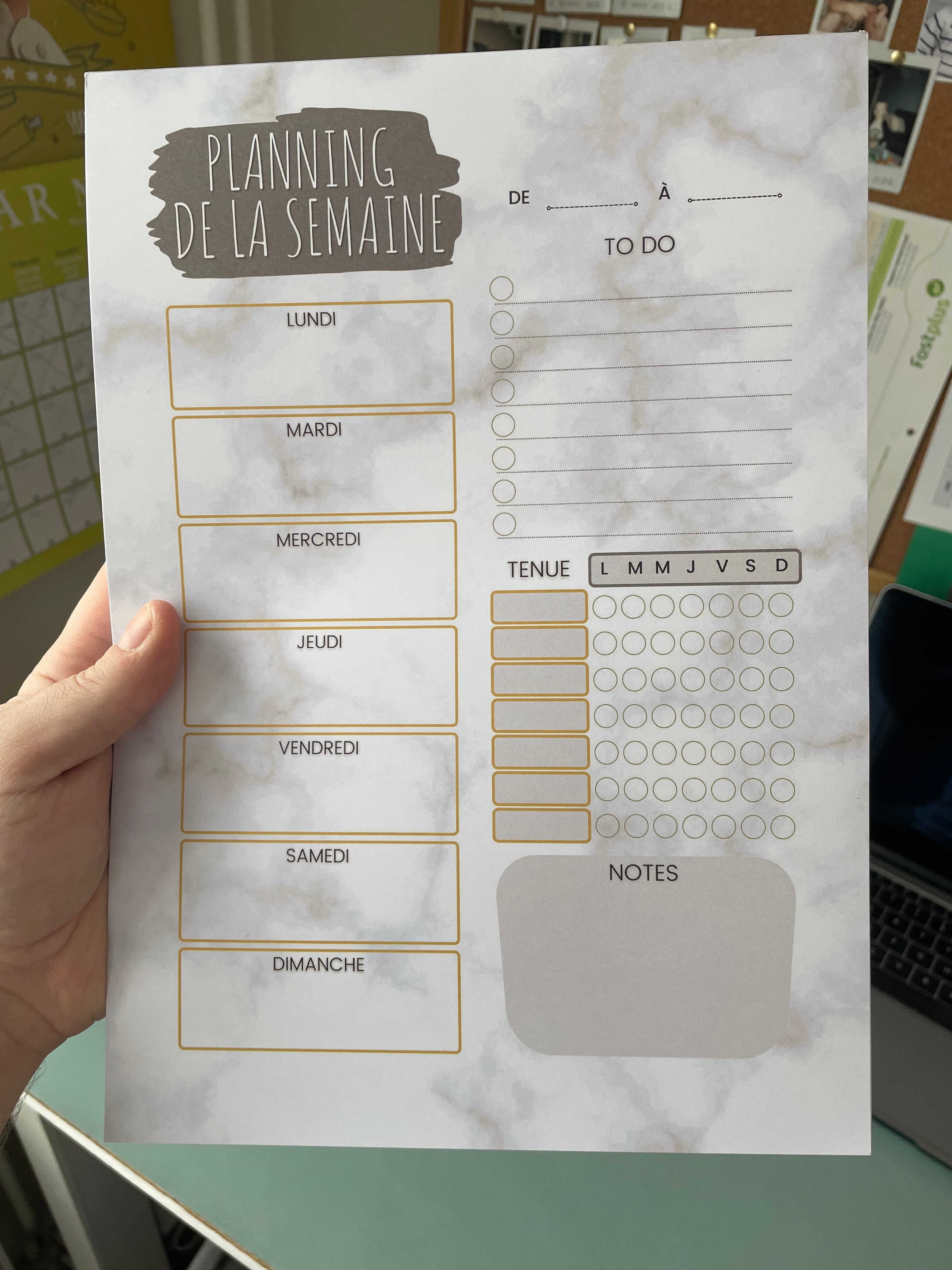 Bloc-notes organisation A4 - MARBRE