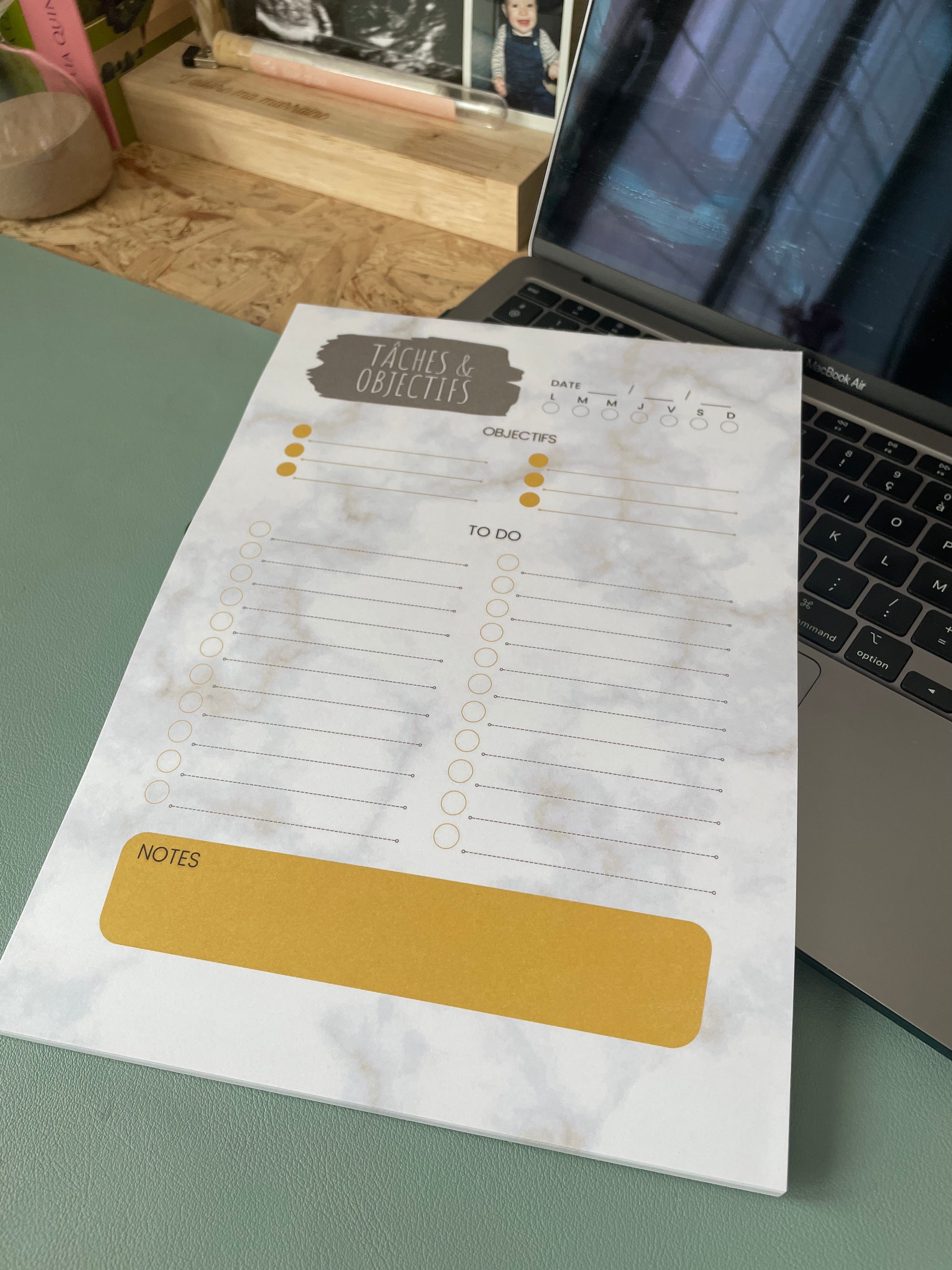 Bloc-notes organisation A4 - MARBRE