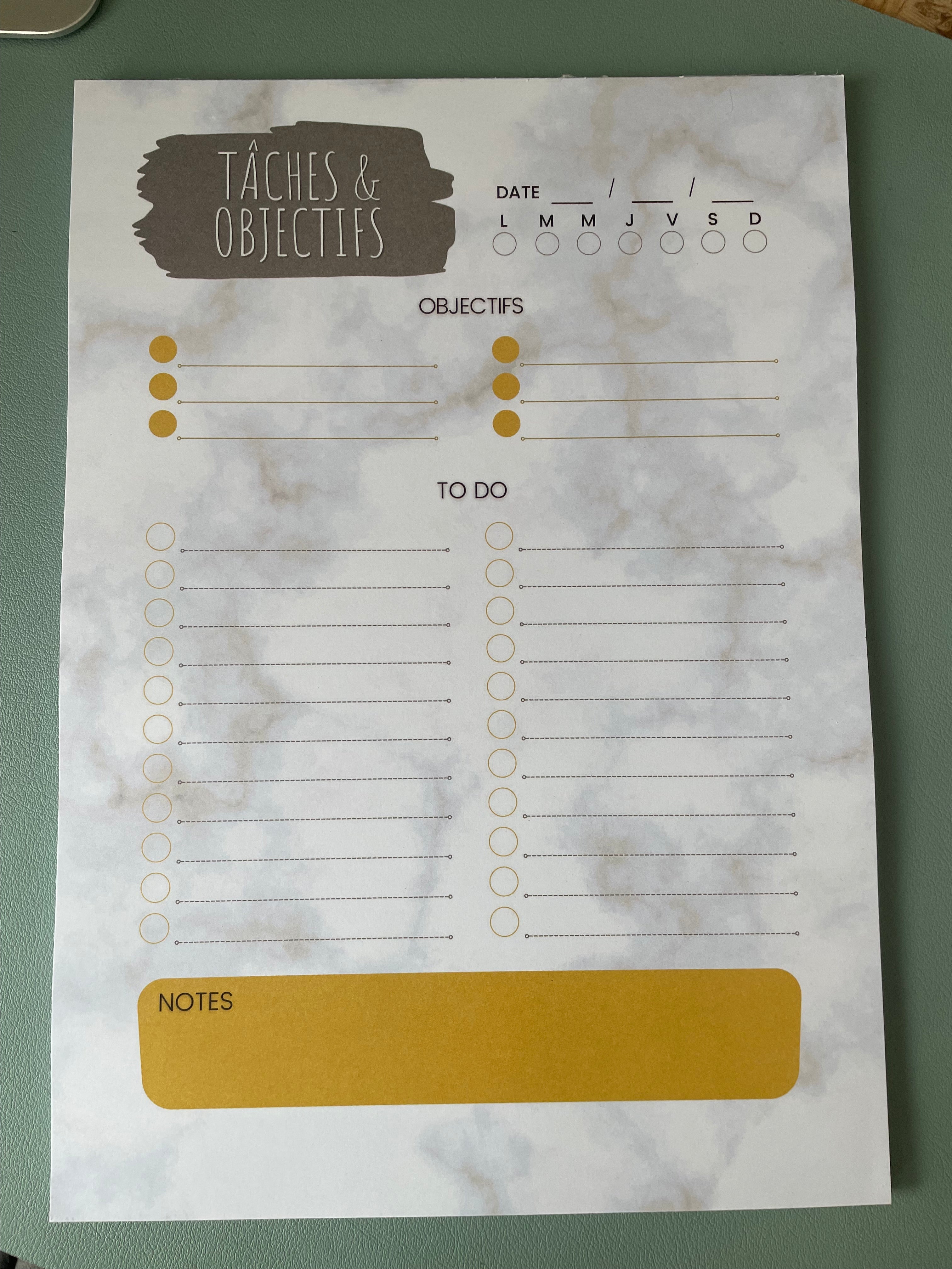 Bloc-notes organisation A4 - MARBRE