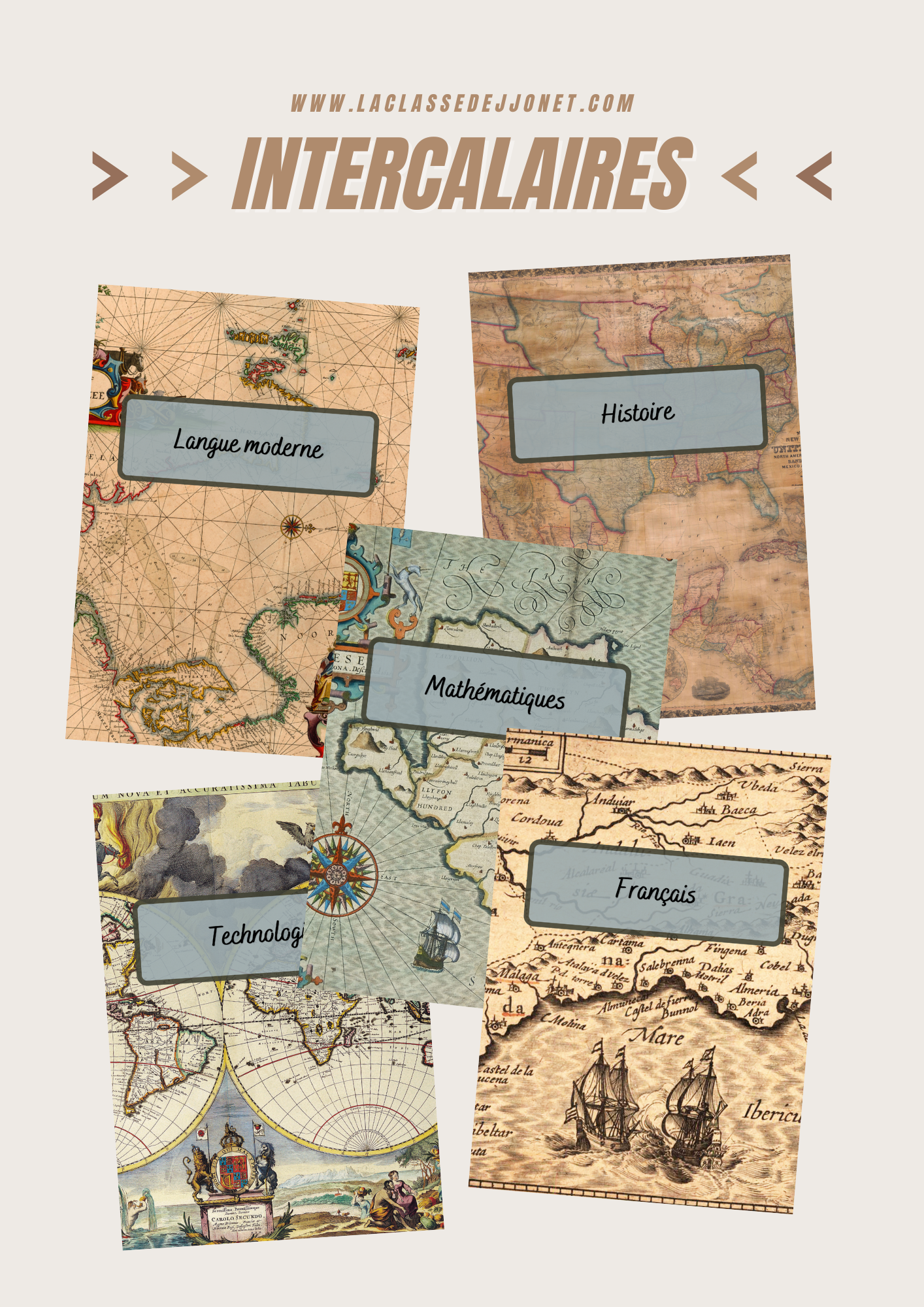 Intercalaires thème cartes anciennes