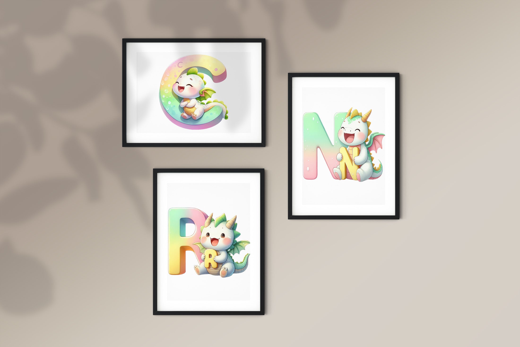Alphabet / lettrage Petits dragons mignons - Décoration (PDF)
