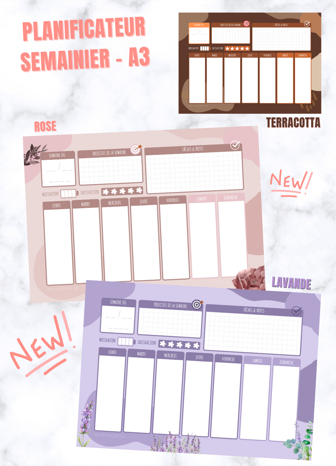 Sous-mains planificateur semainier A3