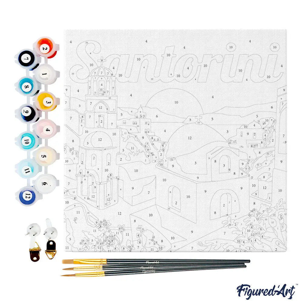 Peinture par numéros - Lever de soleil à Santorin