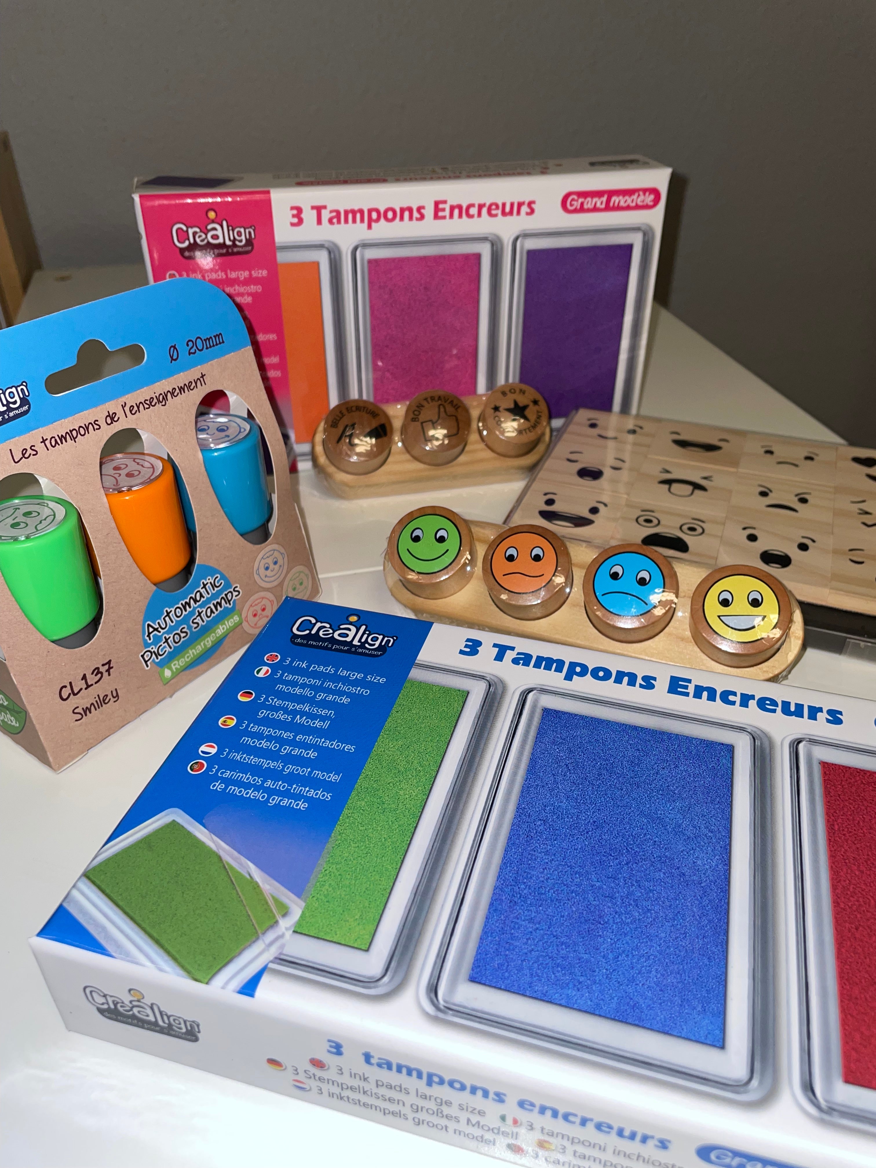 Pack 3 encreurs tampons : orange, rouge, violet