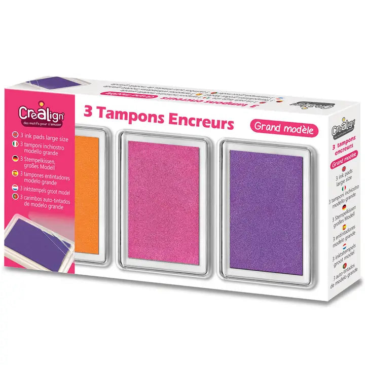 Pack 3 encreurs tampons : orange, rouge, violet